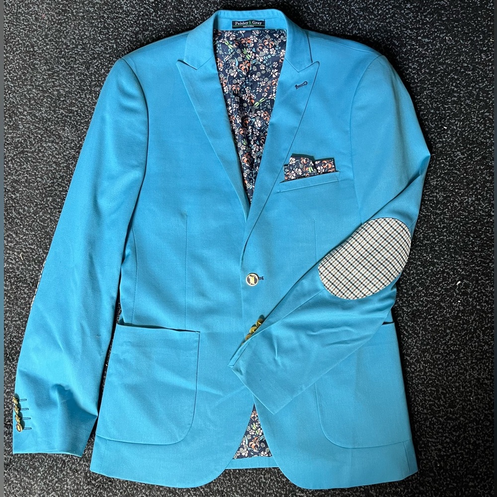 Blue Floral Blazer, Paisley & Gray